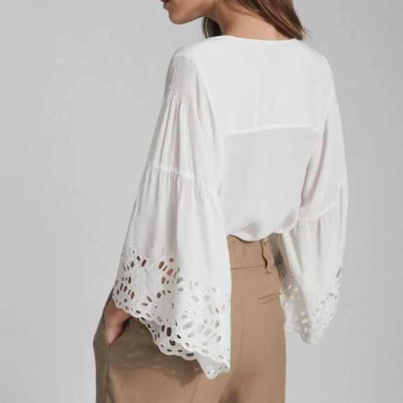 NWT REISS | Cecile Lace Cut-out Blouse - Picture 4 of 6